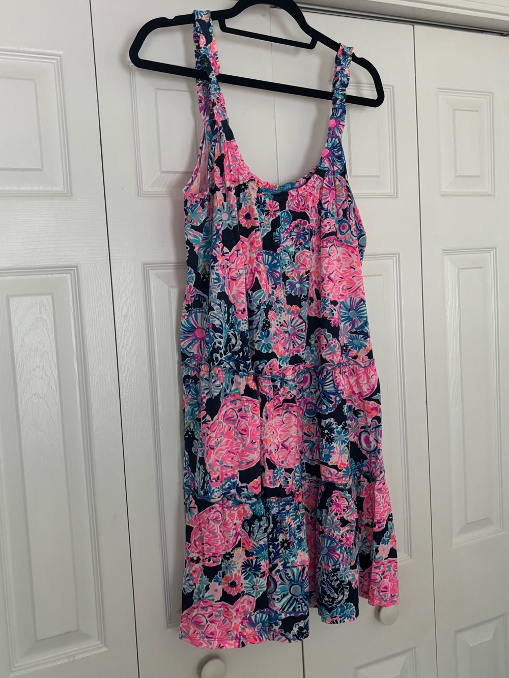 Lilly Pulitzer "Loro" Swing Dress in print "High Tide Navy In Turtle Amazement"